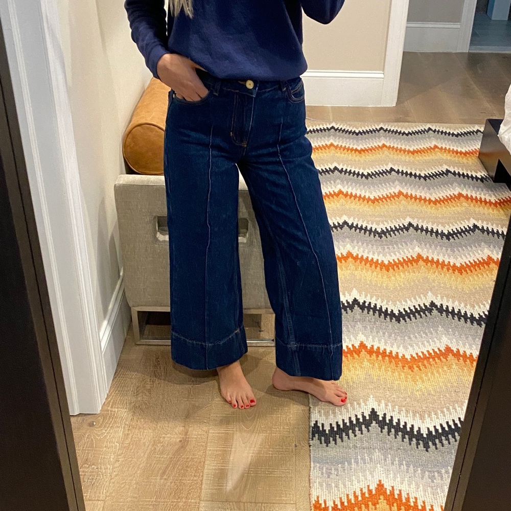 Zara Dark Blue Flare & Wide Leg Jeans